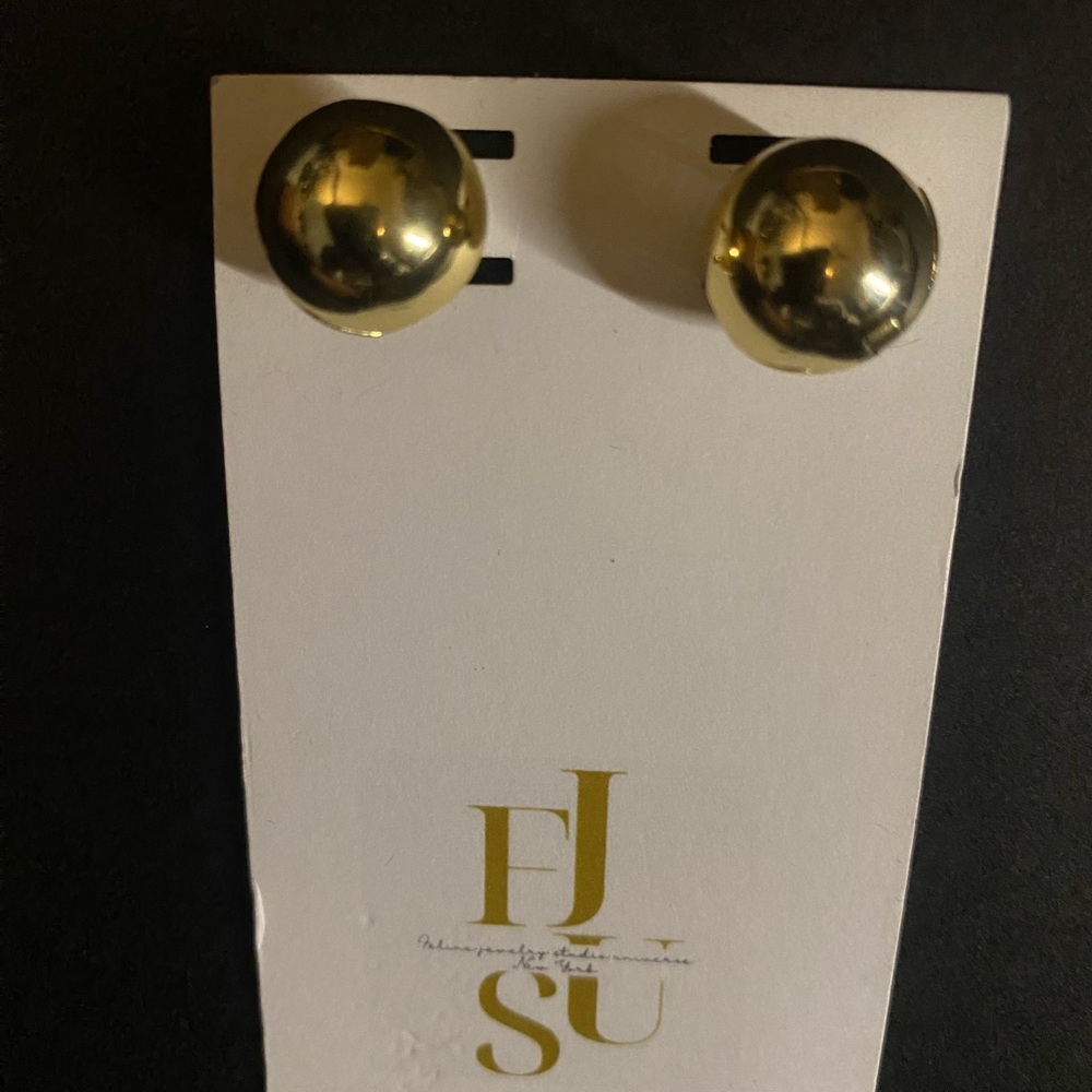 Hand crafted Elegant Gold vermeil Dome Earrings by FJSU